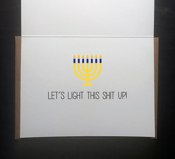 Happy Hanukkah, Light This Shit Up, Greeting Card, Holiday Card, Snarky, Funny, Mature