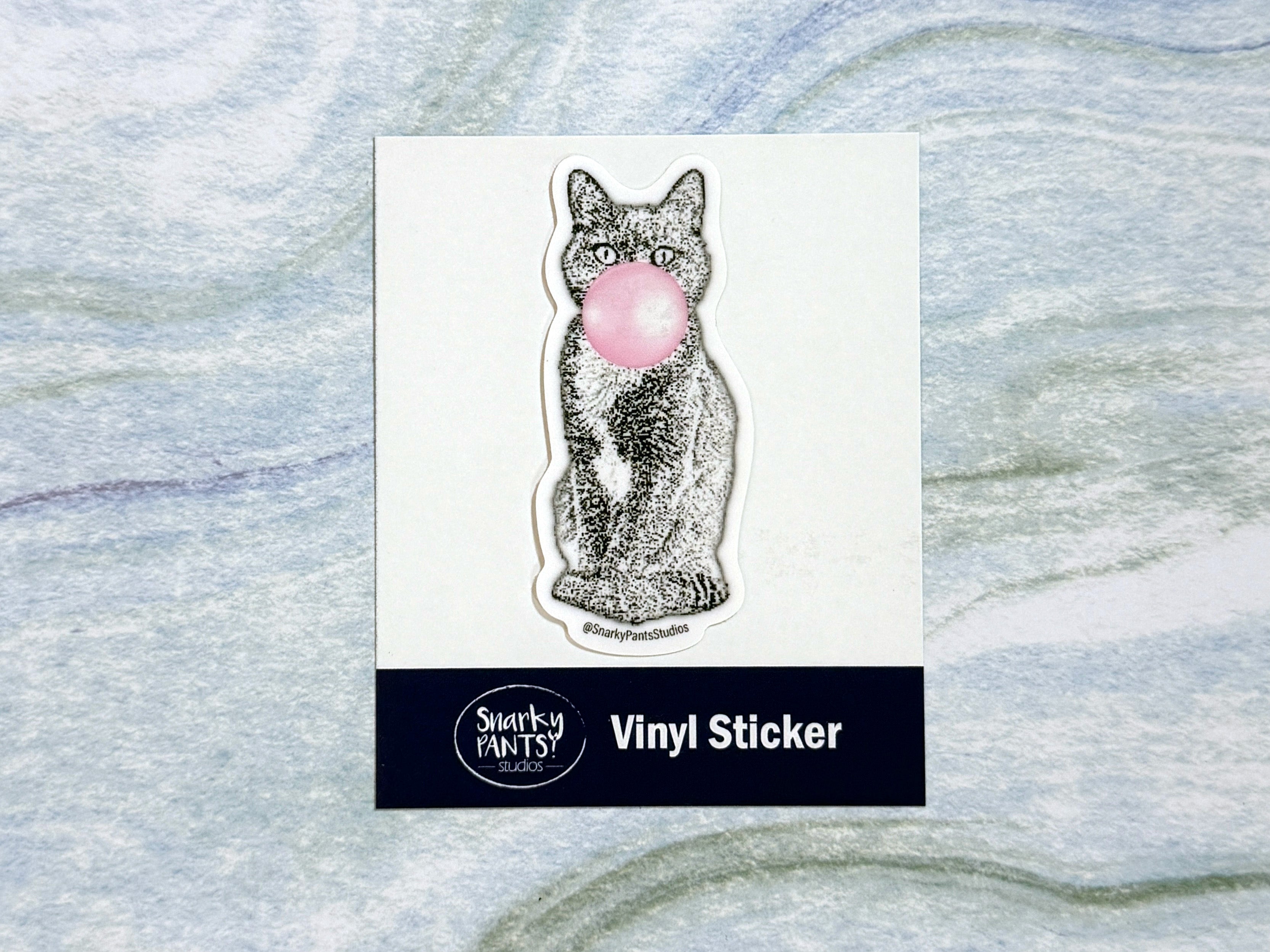 Bubblegum Cat Sticker, Fun Laptop Sticker