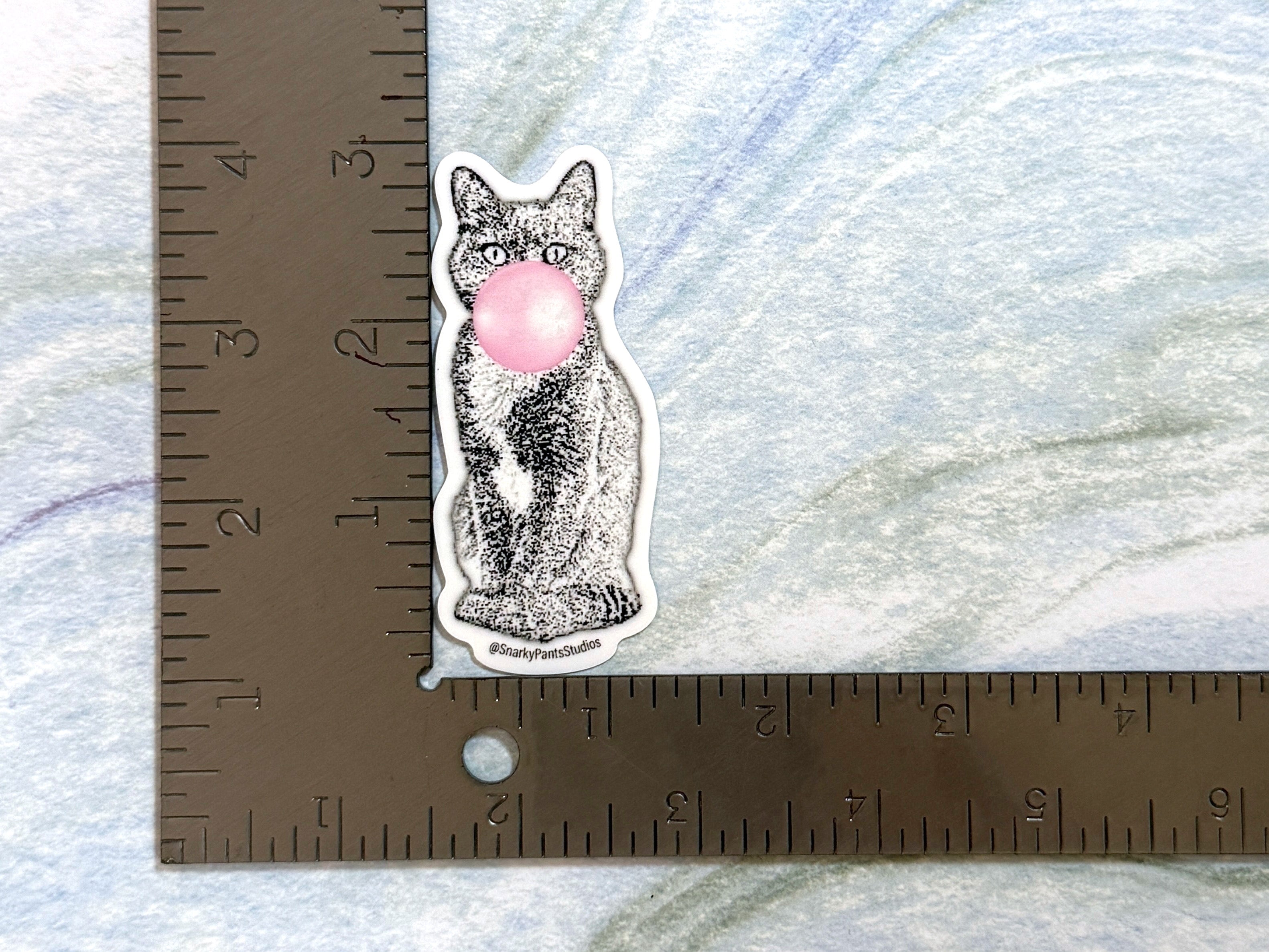 Bubblegum Cat Sticker, Fun Laptop Sticker