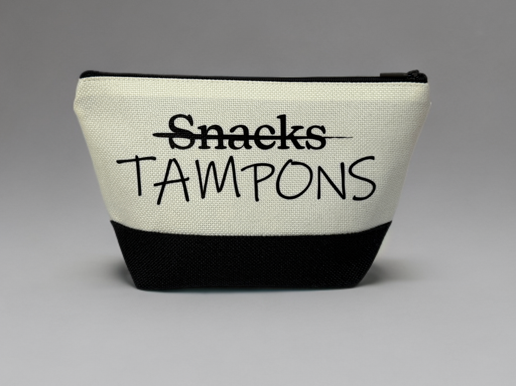 Tampons not Snacks Zippered Canvas Pouch, Cosmetic Pouch, Reuseable Bag