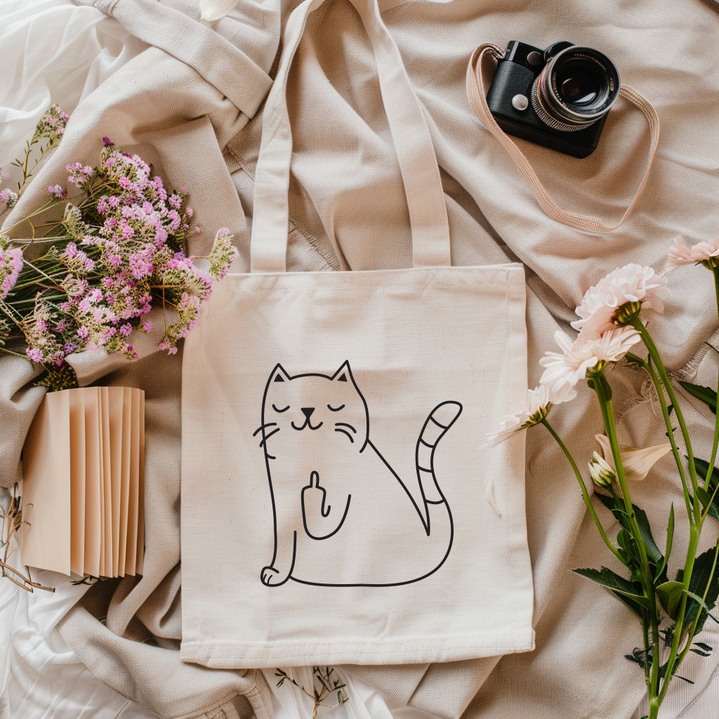 Middle Finger Cat Canvas Bag