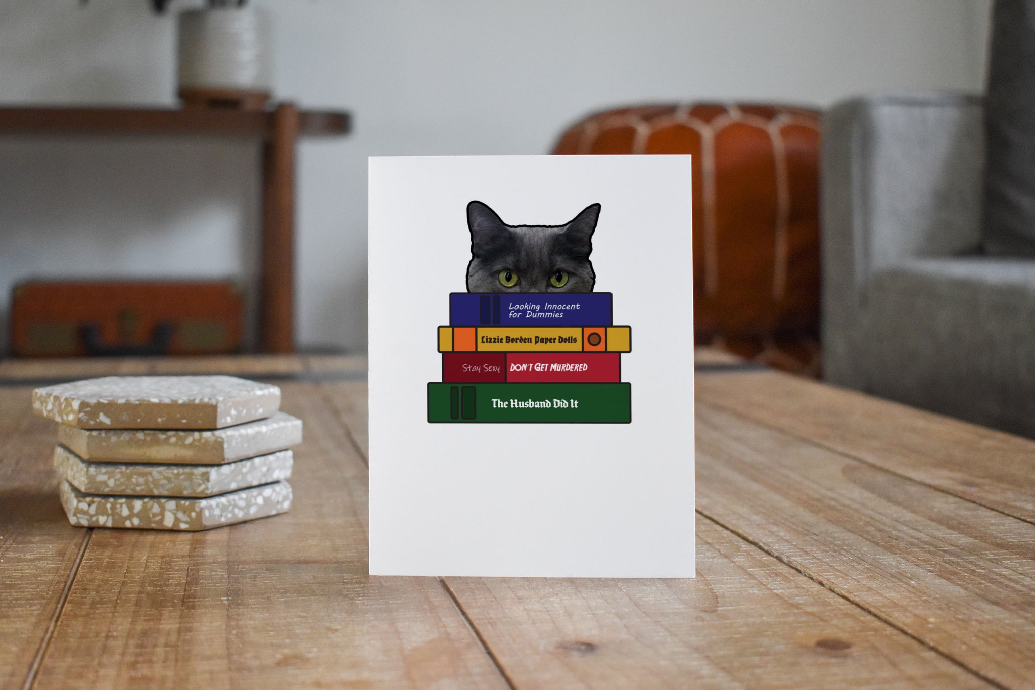 Murder Cat, True Crime Books, Funny Card, Friendship, Love, Birthday, Snarky, Cards, True Crime Fans