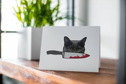 Murder Cat, Knife, Funny Card, Friendship, Love, Birthday, Snarky, Cards, True Crime Fans