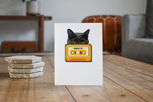 Murder Cat, Mix Tape, Cassette Tape, Funny Card, Friendship, Love, Birthday, Snarky, Cards, True Crime Fans