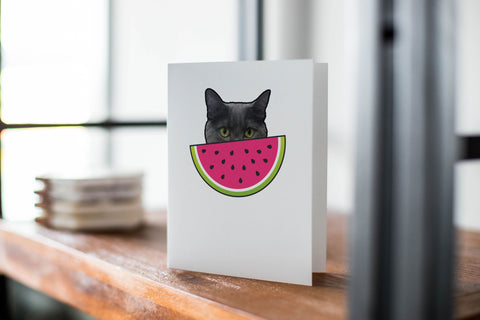 Murder Cat, Watermelon, Funny Card, Friendship, Love, Birthday, Snarky, Cards, True Crime Fans