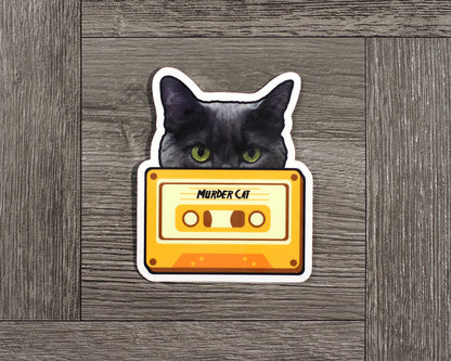 Murder Cat Sticker, Mix Tape, Cassette Tape, True Crime Fans, Gifts for Cat Lovers