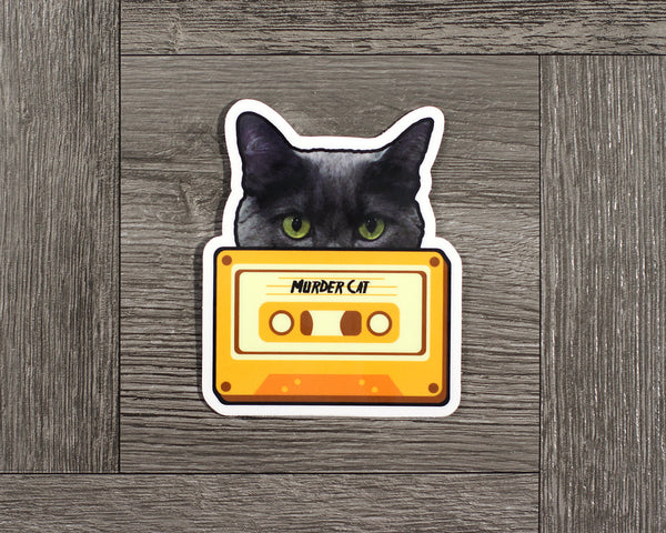 Murder Cat Sticker, Mix Tape, Cassette Tape, True Crime Fans, Gifts for Cat Lovers