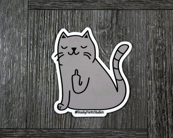 Middle Finger Cat Sticker, Gifts for Cat Lovers