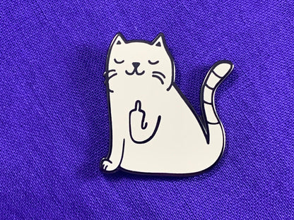 Middle Finger Cat Enamel Pin, Gifts for Cat Lovers