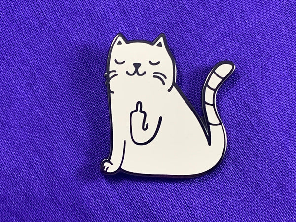 Middle Finger Cat Enamel Pin, Gifts for Cat Lovers