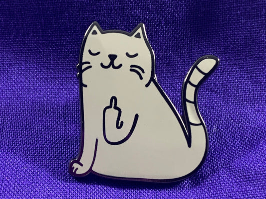 Middle Finger Cat Enamel Pin, Gifts for Cat Lovers