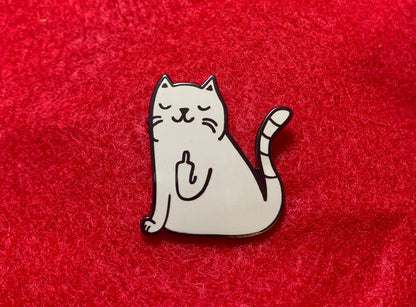 Middle Finger Cat Enamel Pin, Gifts for Cat Lovers