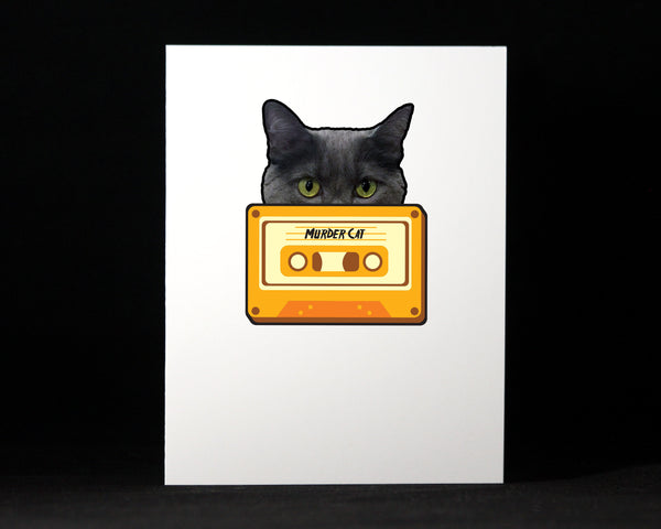 Murder Cat, Mix Tape, Cassette Tape, Funny Card, Friendship, Love, Birthday, Snarky, Cards, True Crime Fans