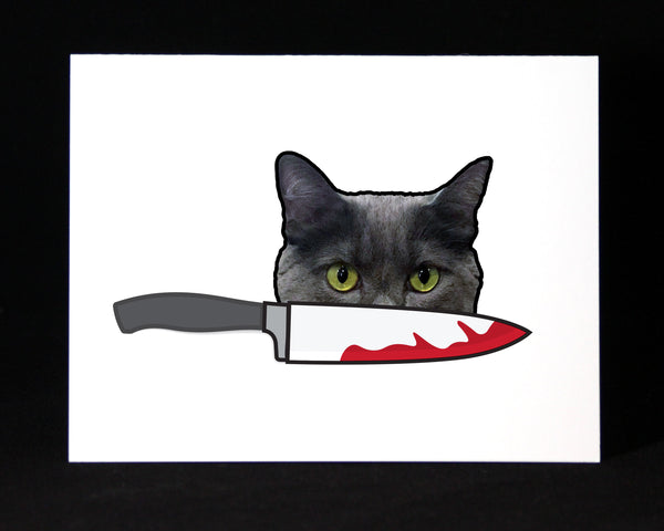 Murder Cat, Knife, Funny Card, Friendship, Love, Birthday, Snarky, Cards, True Crime Fans