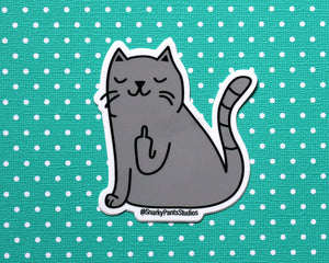 Middle Finger Cat Sticker, Gifts for Cat Lovers