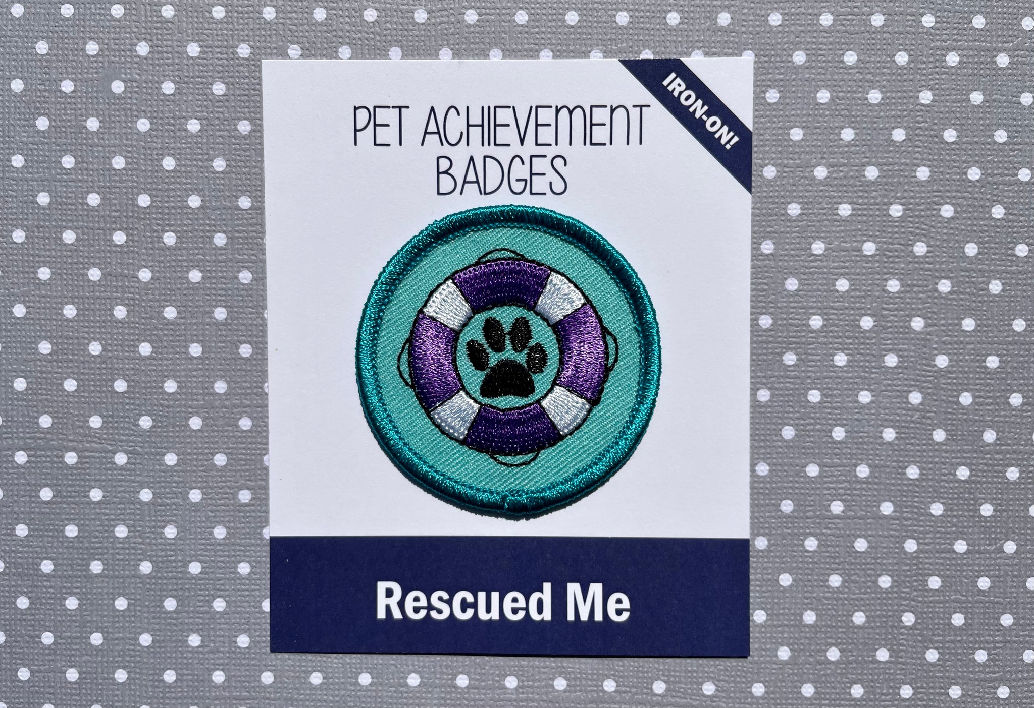 Rescued Me - Teal, Pet Achievement Badge