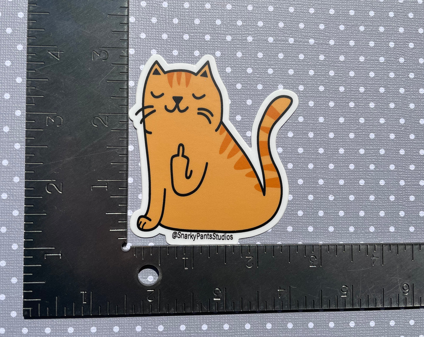 Orange Middle Finger Cat Sticker