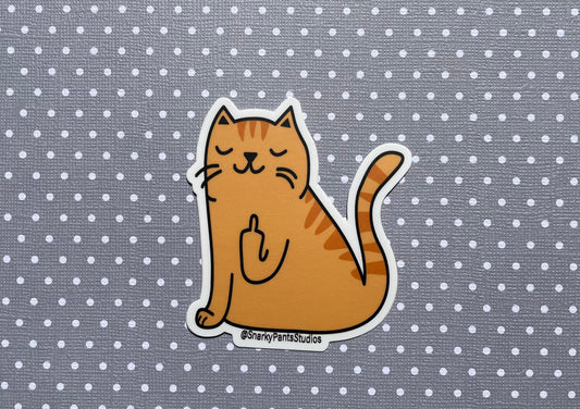 Orange Middle Finger Cat Sticker