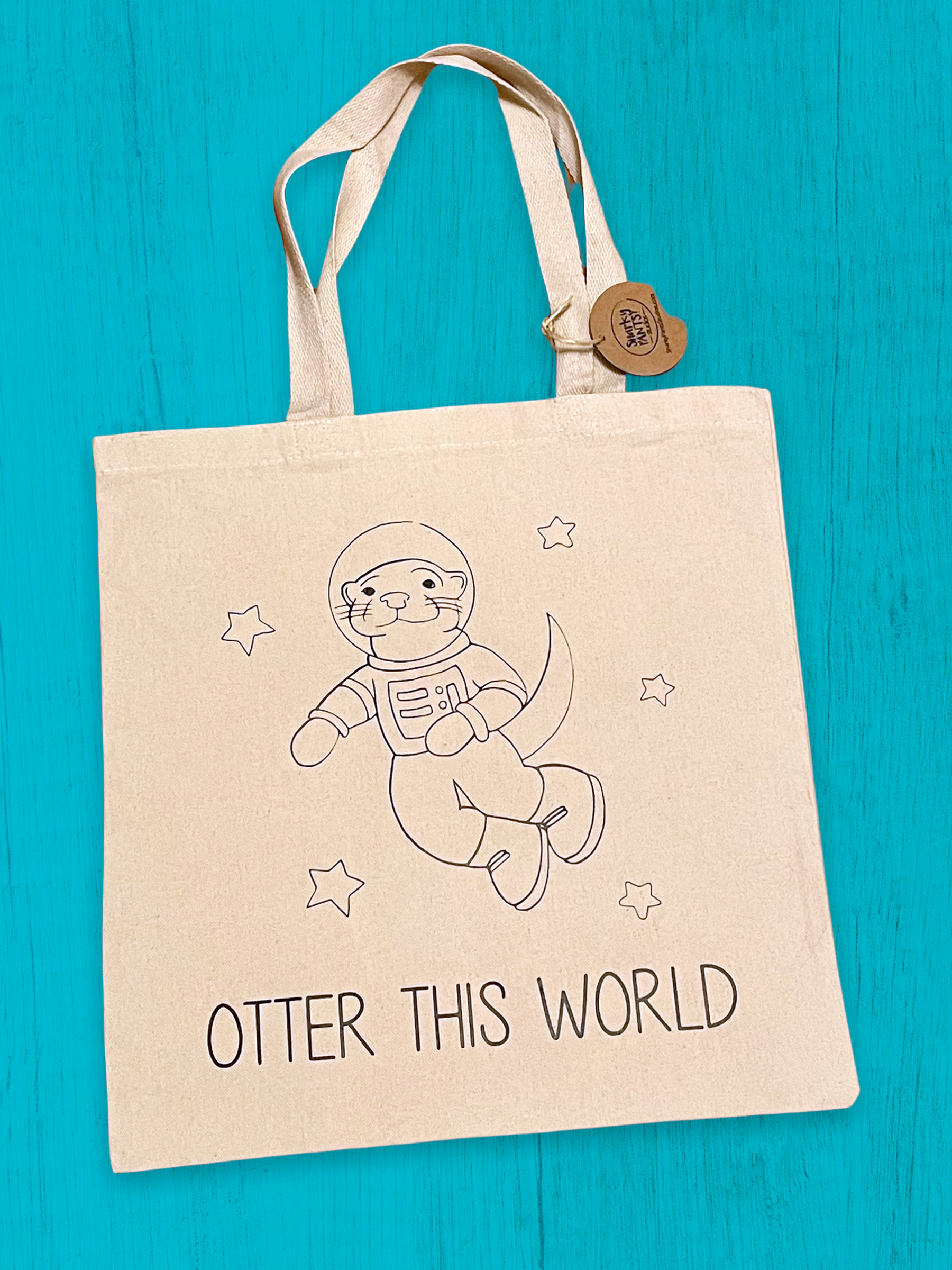 Otter this World Canvas Tote Bag, Otters, Outer Space, Heavyweight Canvas Tote, Reuseable Bag