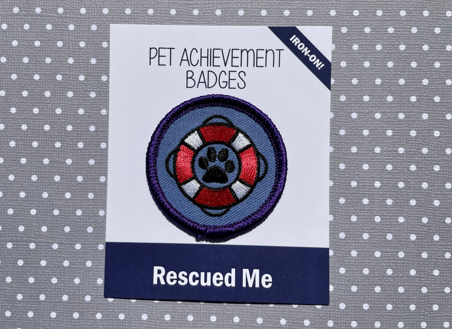 Rescued Me - Purple, Pet Achievement Badge